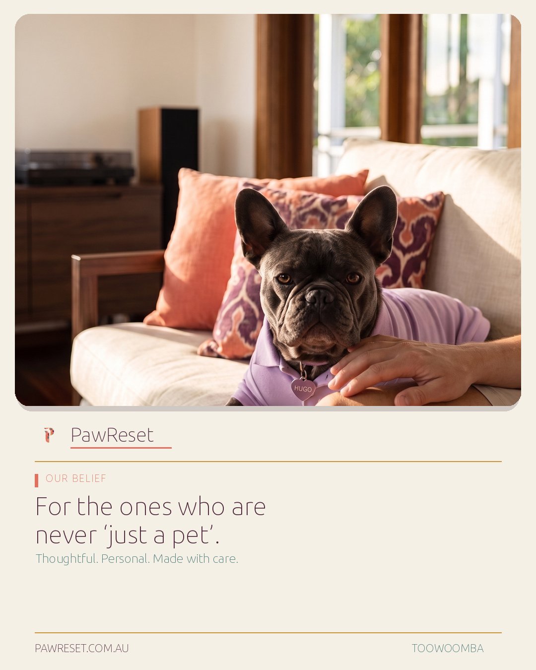 PawReset brand concept: warm illustration celebrating pets and the people who love them