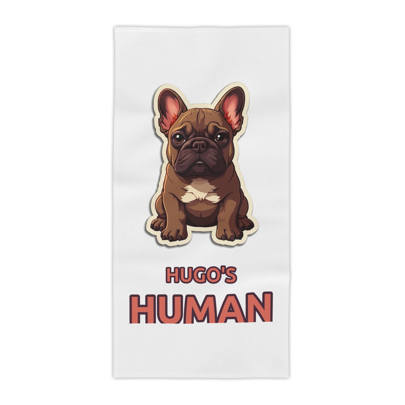 Hugo’s Human Beach Towel — full-size printed face