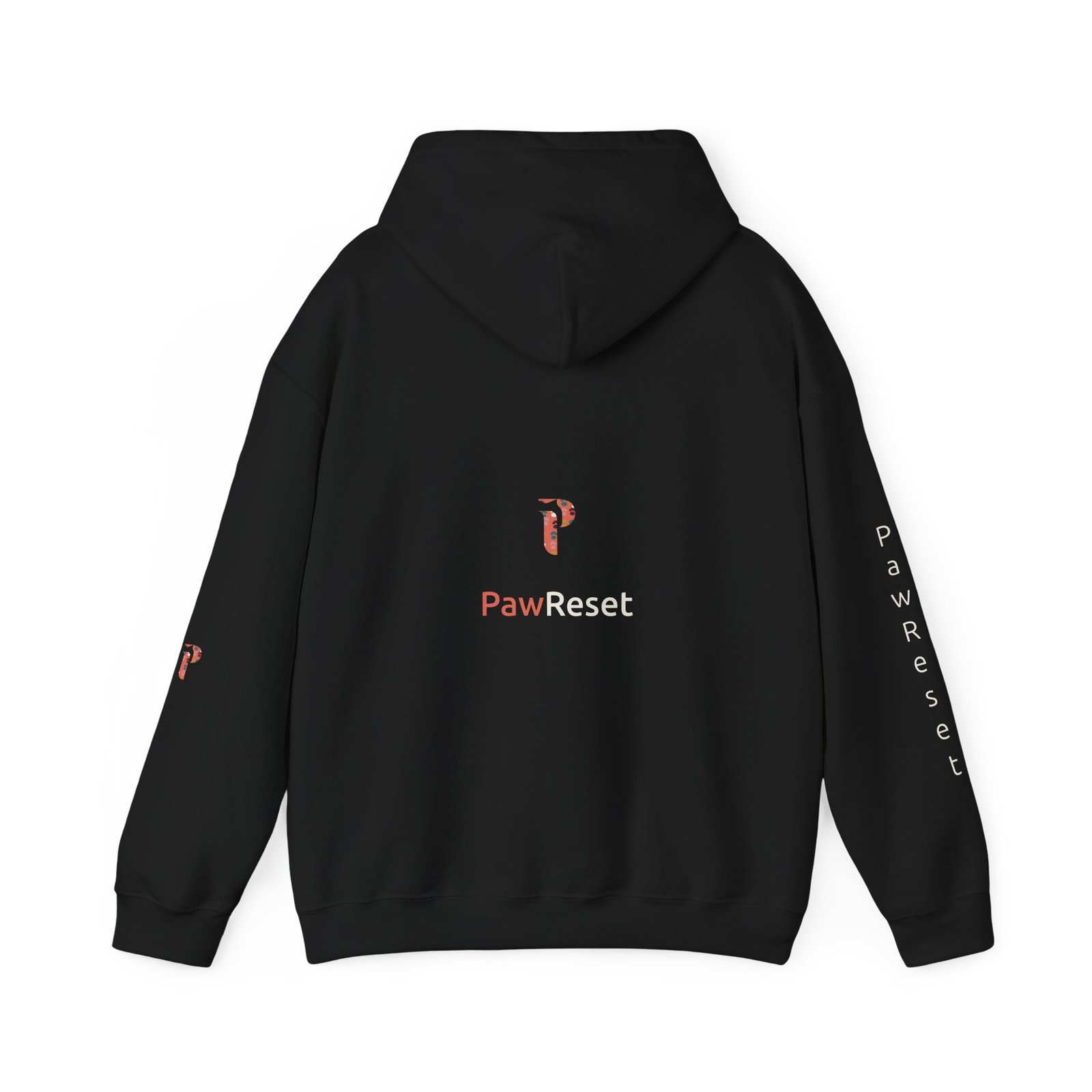 Hugo Season Hoodie — PawReset upper-back and sleeve artwork