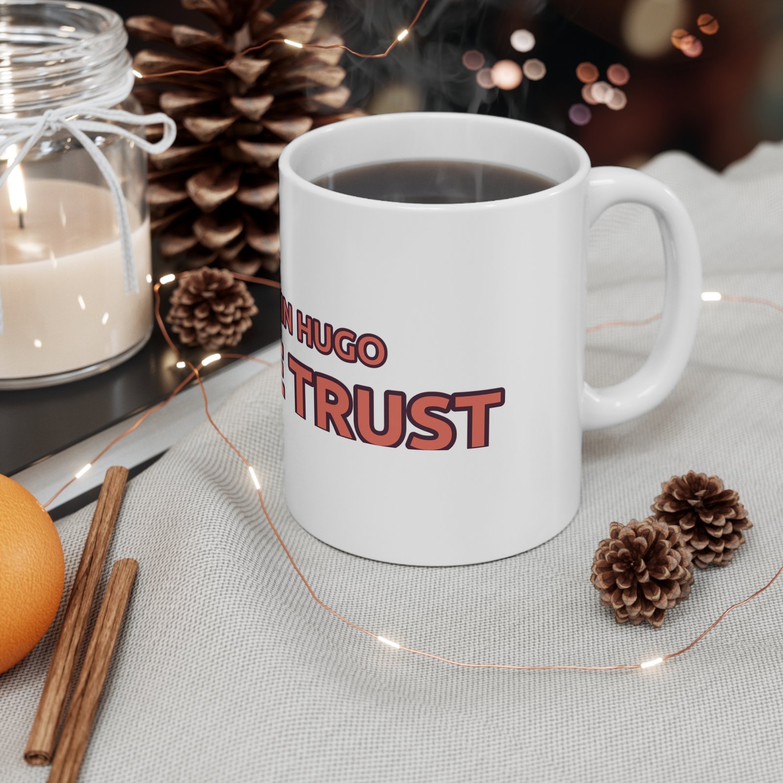Hugo Approved Mug — styled product view