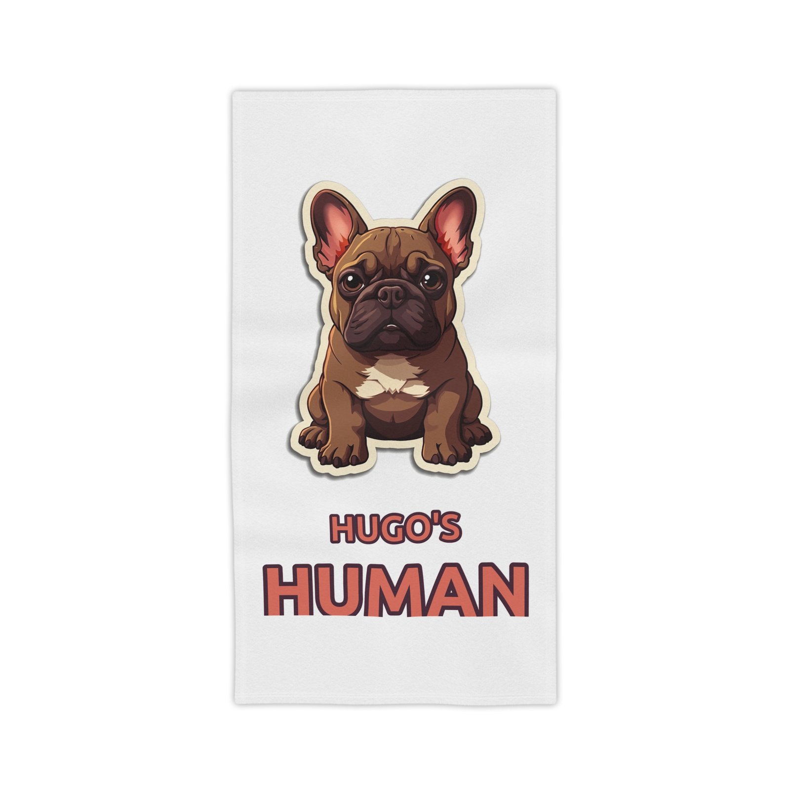 Hugo’s Human Beach Towel — medium-size printed face