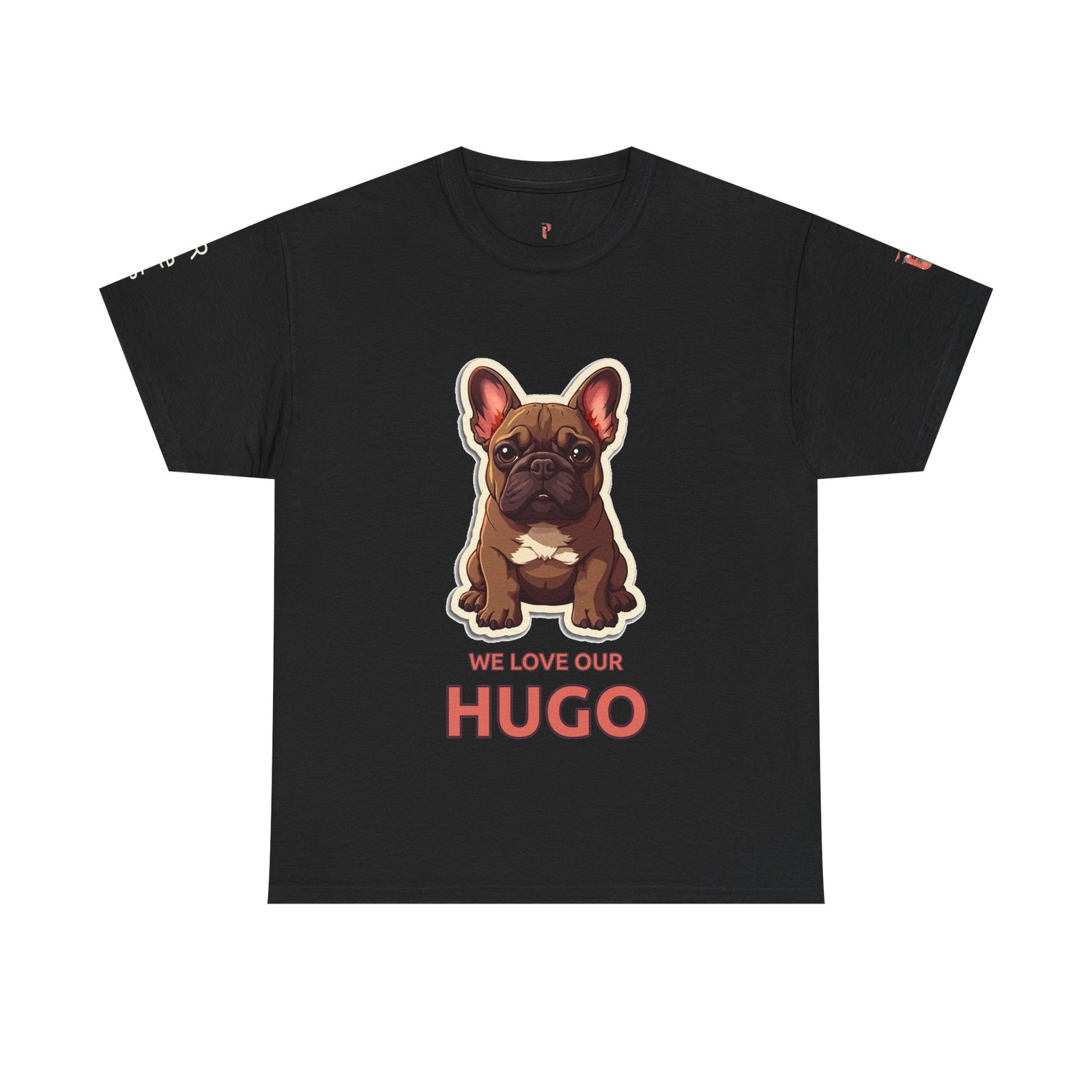 Meet Hugo Tee — front artwork on black Gildan tee