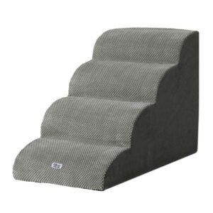 Foam Dog Stairs, 4-Step Non-Slip Pet Steps for Beds and Sofas