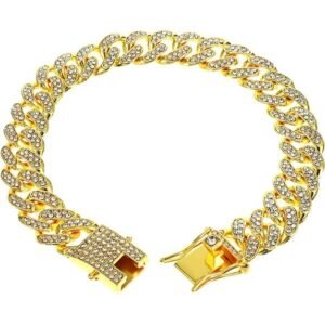 Cuban Link Chain Dog Collar with Crystal Detailing