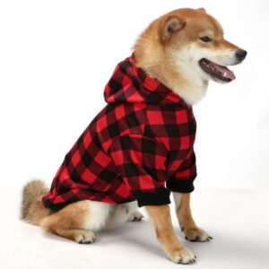 Plaid Hooded Dog Winter Coat