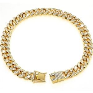 Alloy Chain Dog Collar with Crystal Finish