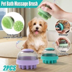 Pet Bath & Massage Brush with Gel Dispenser