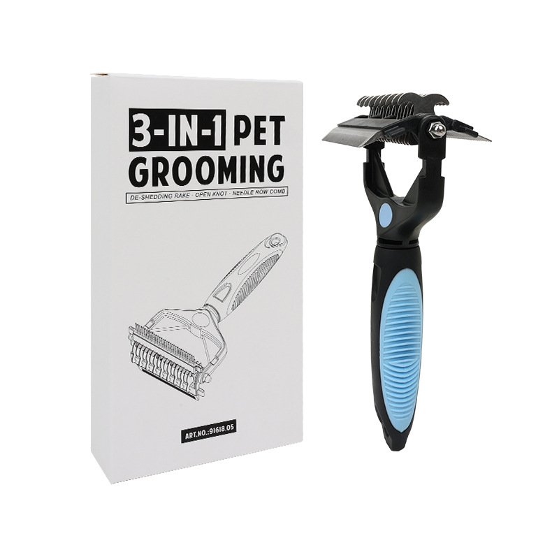 3-in-1 Pet Grooming Tool: Dematting, Deshedding & Finishing