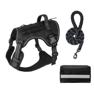 Tactical No-Pull Dog Harness Set with Pouch and Rope Leash