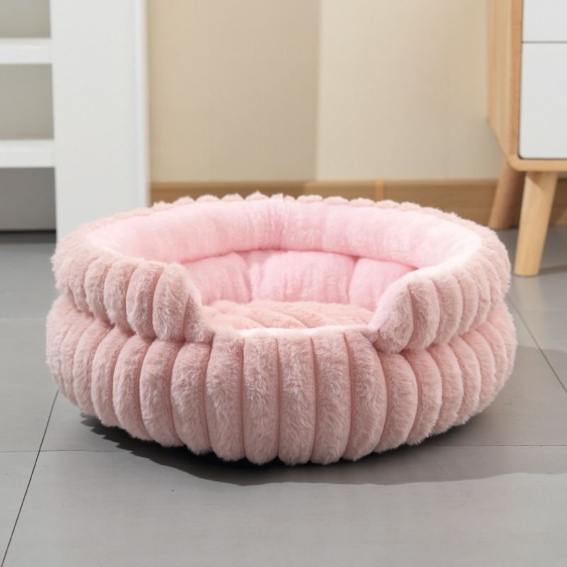 Plush Round Donut Pet Bed with Removable Cushion - Image 11