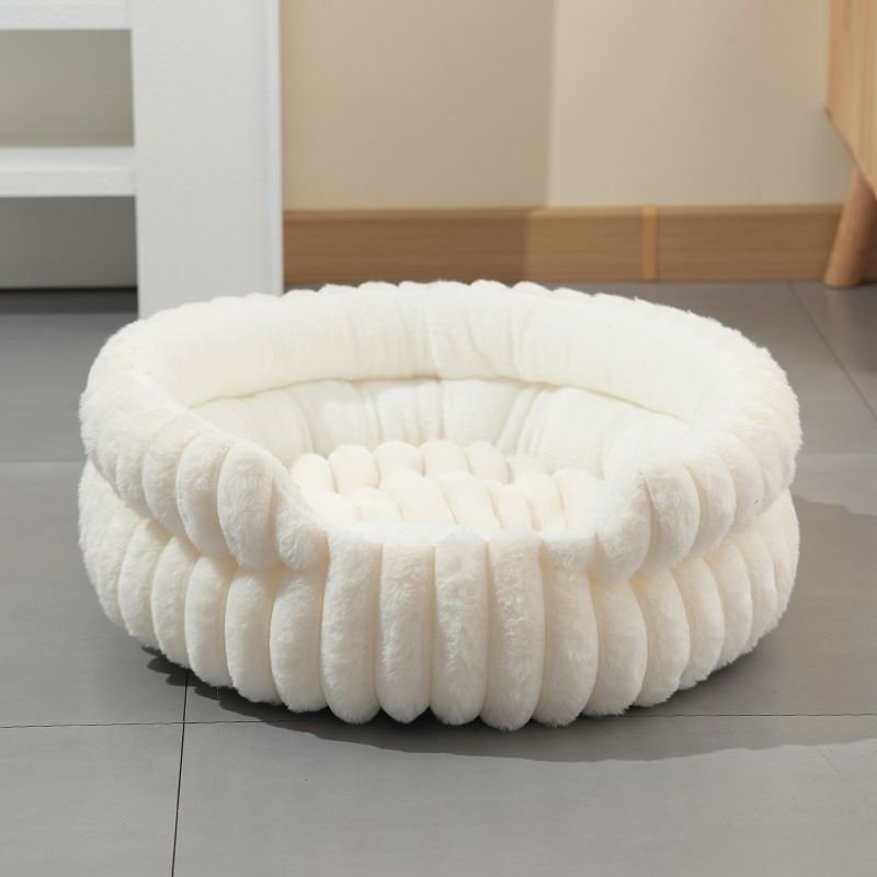 Plush Round Donut Pet Bed with Removable Cushion - Image 13