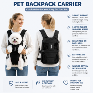 Hands-Free Dog Carrier Backpack, Front and Back Pet Carrier