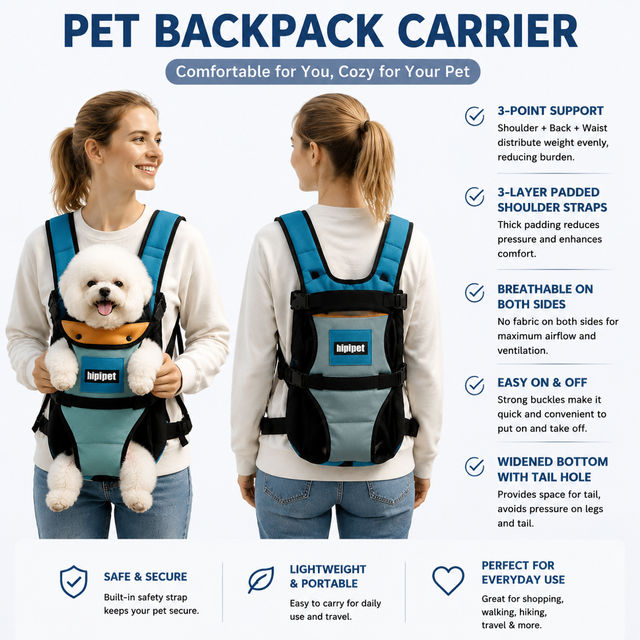 Hands-Free Dog Carrier Backpack, Front and Back Pet Carrier - Image 4